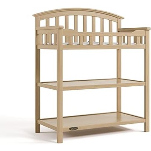 Graco Changing Table with Water-Resistant Changing Pad (Driftwood) – GREENGUARD Gold Certified, Multi Storage Nursery Baby Changing Table