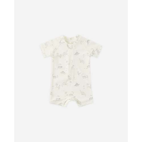 Zip Rashguard One-Piece Blue + Butterscotch Stripe