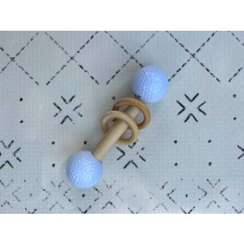 Golf-Themed Baby Rattle • wooden baby toys • wood rattle with golf balls • baby shower gift • natural baby toy • baby photo prop