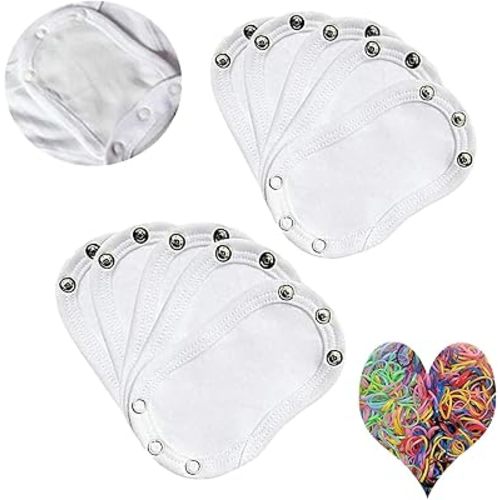 Generic XHBTS 10 Pcs Baby Bodysuit Extender Onesie Extenders Universal Jumpsuit - White, 100pcs mini Elastic Hairband