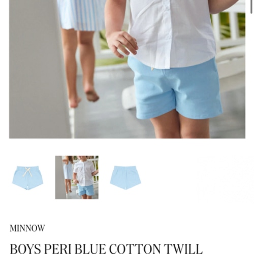Boys Peri Blue Cotton Twill Short | Over The Moon