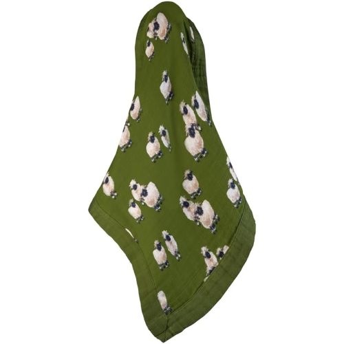 Milkbarn Lovey Security Blanket for Babies - 18" x 18" Mini Muslin Baby Blankets - Cozy & Comforting Lovey for Baby Boys & Girls (Valais Sheep)