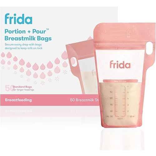 FridaMom Breastmilk Storage Bags, 50ct Standard, 6oz Bag, BPA Free, 6oz Bag