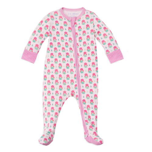 Geranium Block Print Zip Baby Onesie | Joy Street Kids