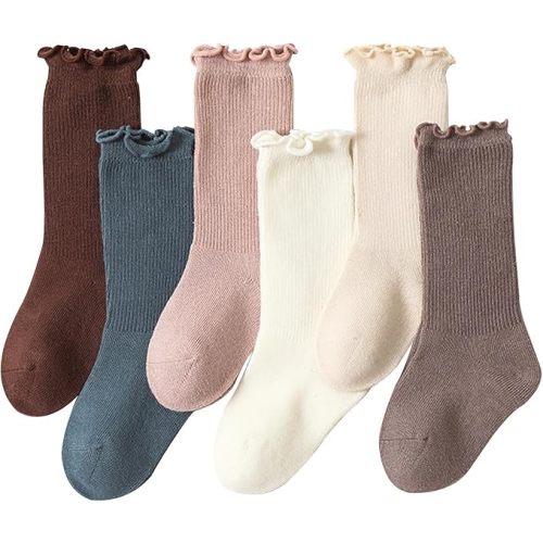 Baby Girls Socks,Toddlers Ruffle Sock,Girl's Knee-High Stockings, Kids Cozy Warm Solid Color Long Socks