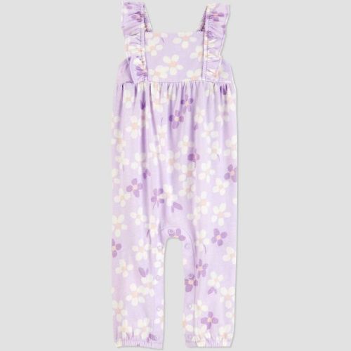 Carter's Just One You®️ Baby Girls' Floral Ruffle Romper- Purple Newborn