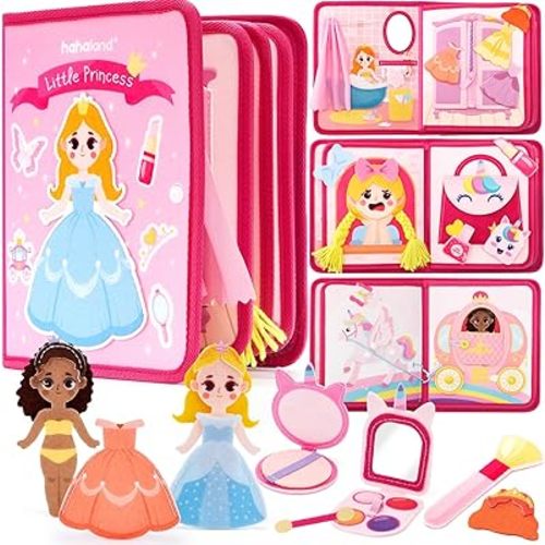 hahaland Princess Busy Book Toddlers 3-5, Dress up Pretend Play Makeup Toys