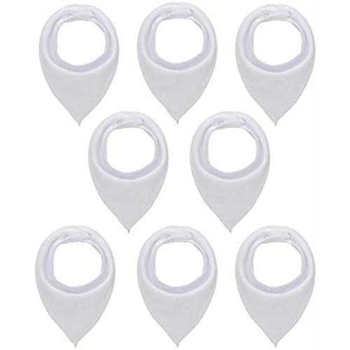 Cotton White Bandana Drool Bibs for Baby Girl Boys for Drooling and Teething for 8 Pack