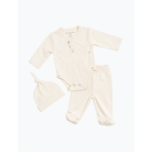 Pima Embroidered Bundle Set in Goose