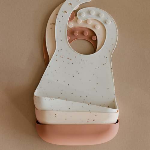 3-Pack Silicone Bibs - Pink/Cream – Yeah Baby Goods