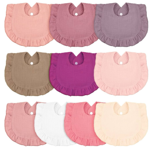 Seematn 10 Pcs Baby Muslin Bibs Drool Bibs Bandana Ruffle Soft Cotton for Newborn Baby Infants Girl Teething Toddlers Boy(Retro Colors)