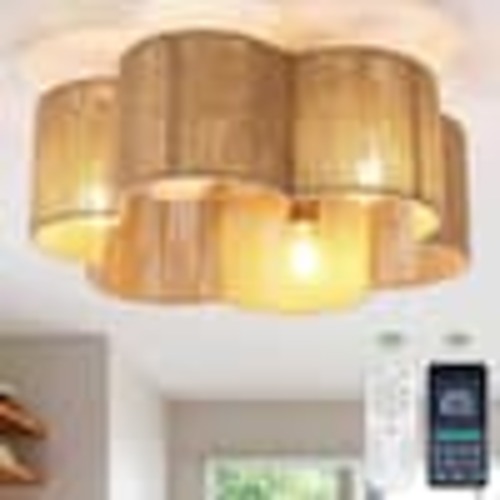 Flint Garden 21 in. Indoor Antique Gold Flush Mount Caged Boho Rattan Ceiling Fan with Light, DC Motor and Remote/App Control FGBBF3003FG