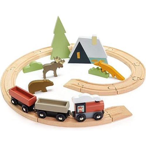 Tender Leaf Toys - Treetops Train Set - Beautiful Wooden Toy Train Set Kids - Intelligent and Imaginative Play Skills for Age 3+