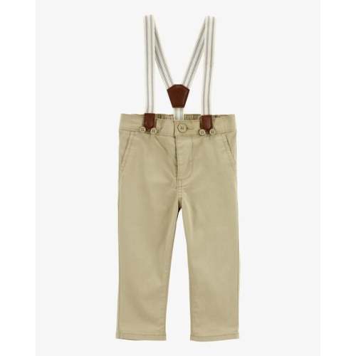 Baby Boy Twill Suspender Pants - Khaki - OshKosh | Carter's