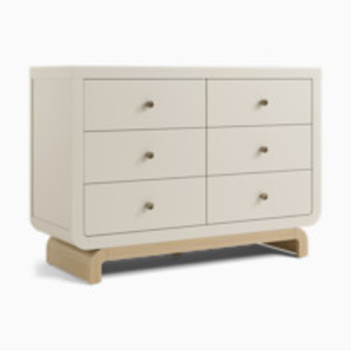 Storkcraft Santorini 6 Drawer Dresser - Frosted Oat With Driftwood