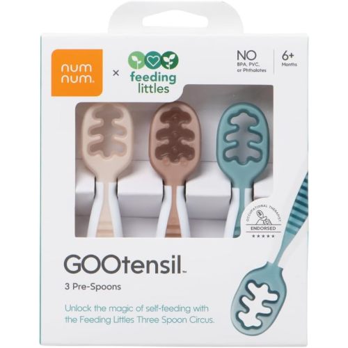 NumNum Feeding Littles Baby Spoons 6 Months, 3-Pack Neutrals