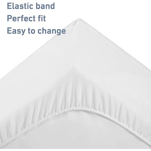 2 Pack Waterproof Crib Mattress Protector, Quilted Terry Top Fitted Bamboo Baby Mattress Cover, Soft and Breathable Toddler Mattress Pad, 52"×28", White