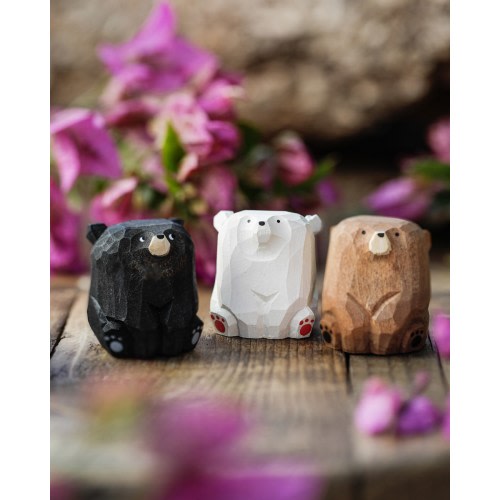 Miniature Wood Bears Hand Carved, Cute Gift, Detailed Rustic Home Decor, Charming Woodland Animal Figurines | MakerPlace by Michaels