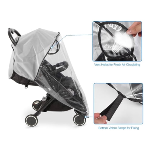 Clear Stroller Rain Cover, Universal Travel Weather Shield Breathable Baby Stroller Rain Cover for Windproof, Waterproof, Protect from Sun Dust Snow