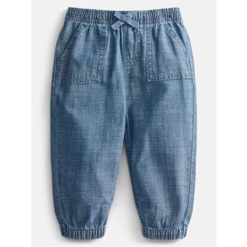Wonder Nation Baby Girls Chambray Joggers, Sizes 0-24 Months