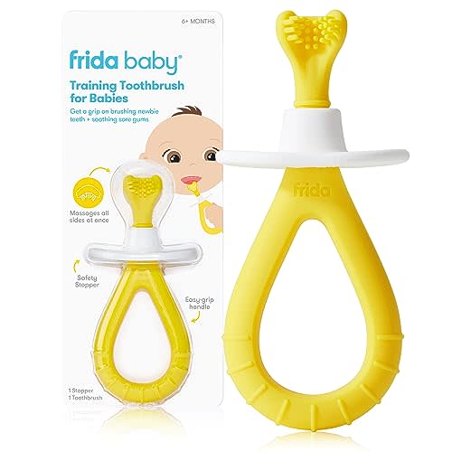 Frida Baby Silicone Toothbrush for Baby, Easter Basket Stuffer for Babies, Soft Bristle Finger Toothbrush for Training Teeth, Infant Toothbrush, 3m & up, 1pk