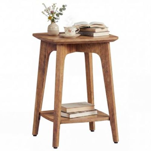 VASAGLE Small End Table, Side Table with Lower Shelf, Nightstand for Living Room, Bedroom, Brown