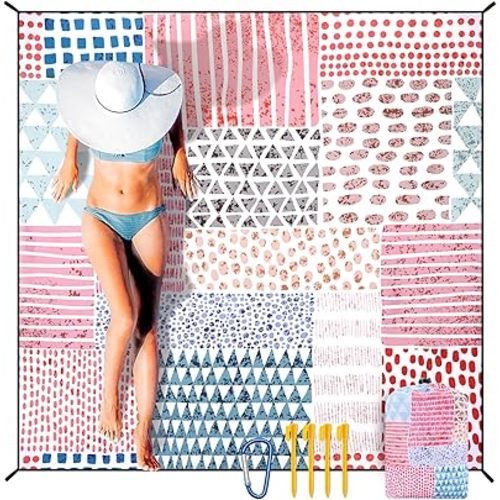 HIHOHO Beach Blanket Waterproof Sandproof Extra Large Beach Mat 79" X 83"/120"x108"for 1-8 Adults Quick Drying Durable Outdoor Picnic Mat for Beach Travel Camping Hiking