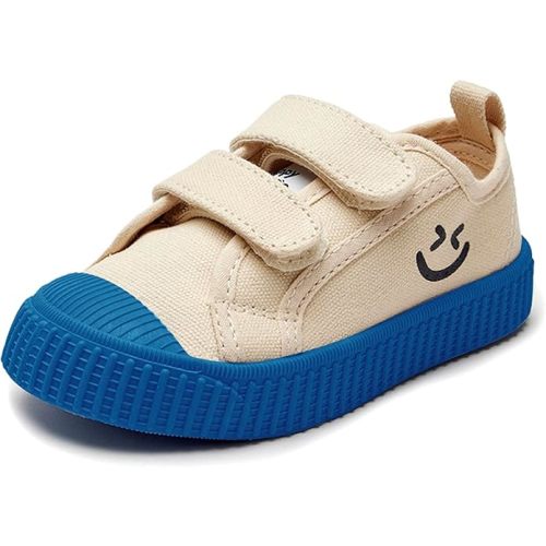 HAPPY NOCNOC Toddler Shoes for Boys & Girls, Canvas Dual Hook and Loops Sneakers with Candy-Colored Sole