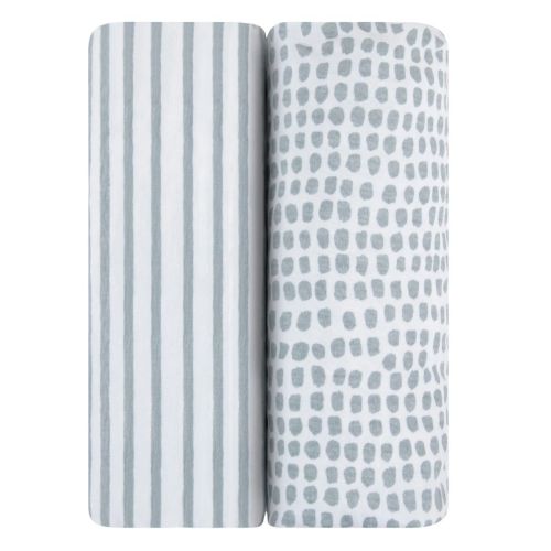 Ely & Co Blue Stripes & Splash Waterproof Sheets 2pk Bassinet Sheets