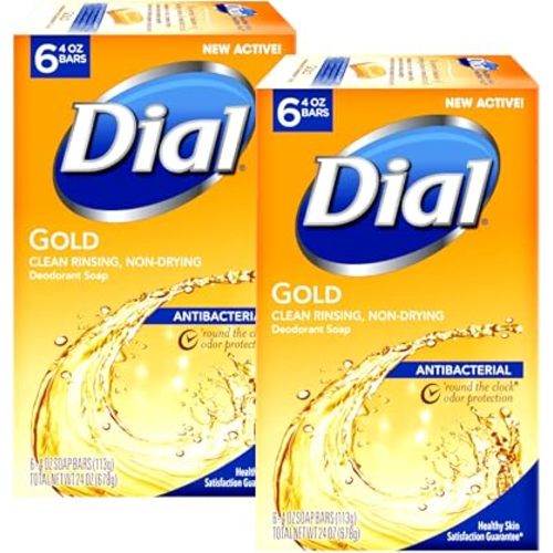 Dial Antibacterial Soap Bar, Gold, 6 Count (Pack of 2)