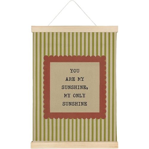 ATBWGT Inspirational Vintage Nursery Wall Art Decor,Mental Health Motivational Beige Green Striped Poster Hanger Frame for Toddler Kids Girl Boy Room Nursery Playroom, 12x16 Inch