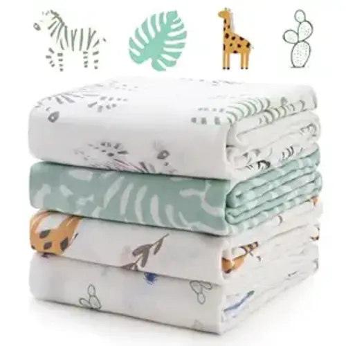 Momcozy Muslin Swaddle Blankets, 4-Pack Breathable and Skin-Friendly Receiving Blankets for Boys, Best Wishes Swaddle Blanket Shower Gifts & Baby Registry Essentials, Large 47"x47", Bravery