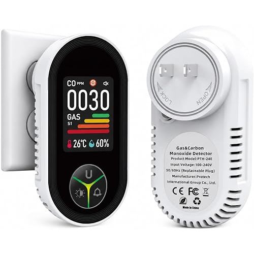 Protmex 4 in 1 Gas Leak Detector, Portable Gas Detector with Real-Time PPM Monitoring, Temperature & Humidity Display, for Home, RV, Kitchen & Camper