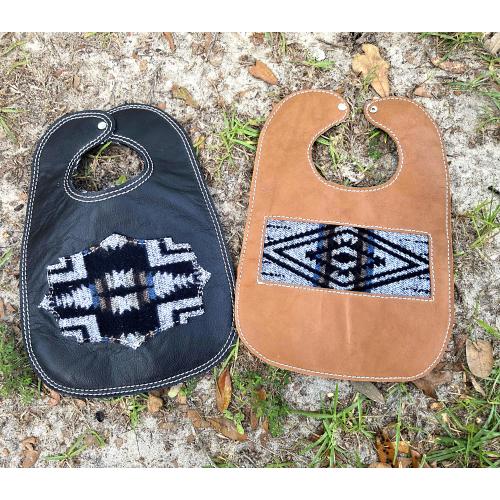 Baby shower gift baby bibs feeding accessories western baby tribal chic boho baby gift wool leather baby boy gifts set cowboy baby aztec