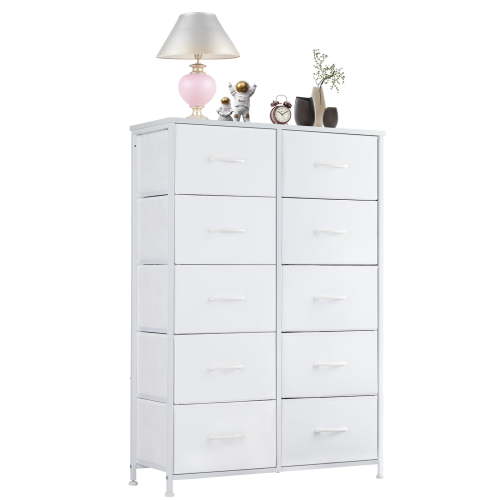 Dresser for Bedroom Tall Fabric Dresser with Wooden Top - 6 Large & 3 Medium Drawers, Sturdy Storage Tower for Bedroom, Closet, Nursery, Entryway, Kids Room - Black/Gray/White/Brown