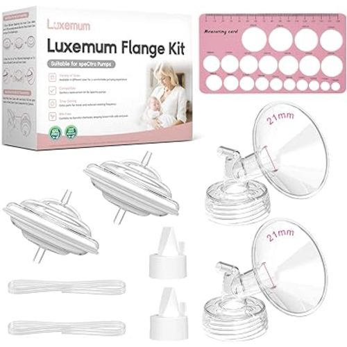 Spectra Replacement Pump Parts for S1/S2/9 Plus/Synergy Gold, Not Original Accessories, Breast Pump Parts Include Spectra Flanges 21mm/Duckbill Valve/Backflow Protector/Tubing/Nipple Measure Ruler