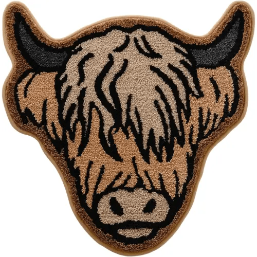 Highland Cow Bathroom Rug 27x27 Inch, Farmhouse Soft and Absorbent Tufted Bath Mat Non Slip Washable, Western Bathroom Decor Rug Highland Cow Gifts
