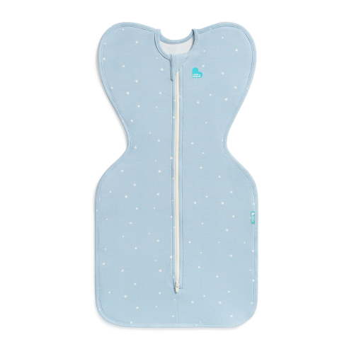 Love to Dream Swaddle Up Cotton 1.0 TOG Baby Sleep Sack, Arms Up Design, Twin Zipper, Small 8-13 lbs, Powder Blue Twinkle