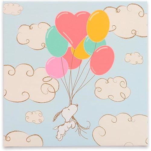 Open Road Brands Peanuts Snoopy Balloon Adventure Gallery Wrapped Canvas Wall Decor - Adorable Snoopy Wall Art for Kids' Bedroom or Nursery