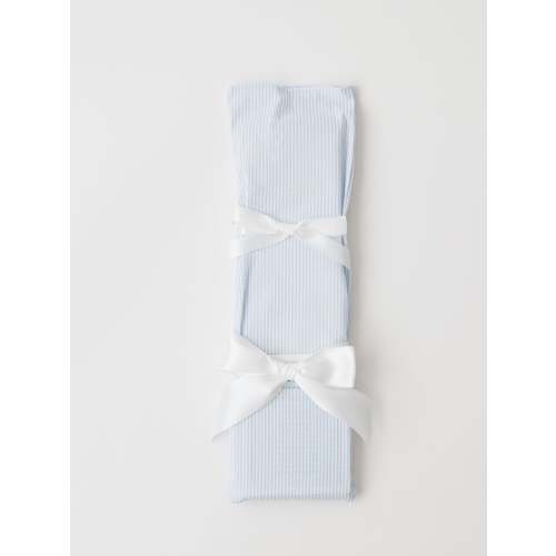 Blue Seersucker with White Ribbon