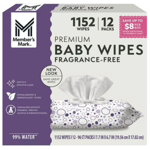 Member's Mark Premium Baby Wipes, Fragrance Free, 12 pk., 1152 Wipes - Sam's Club