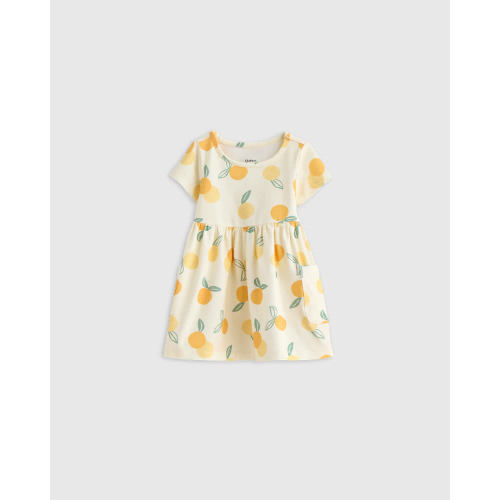 Organic Cotton Fit and Flare Pocket Dress - Baby Girl in Lemons