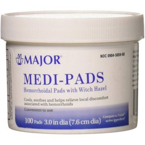 Major Medi Pads Witch Hazel, 100 Ct