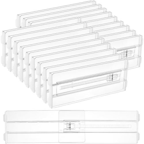 Vtopmart 8 Pack Drawer Dividers for Clothes, 4" High 10.2"-16.5" Adjustable Expandable Dresser Drawer Organizer, Clear Plastic Separators for Dresser, Baby Clothing, Underwear, Cosmetic, Toiletries