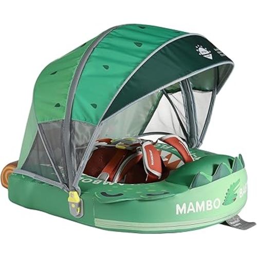 Mambobaby Float Non-Inflatable Baby Float with Canopy, Five-Point Safety System, 3D Canopy(Detachable) UPF 50+, Baby Pool Floats for 3-24 Months, Dual-Mode Toddler Swim Floaties