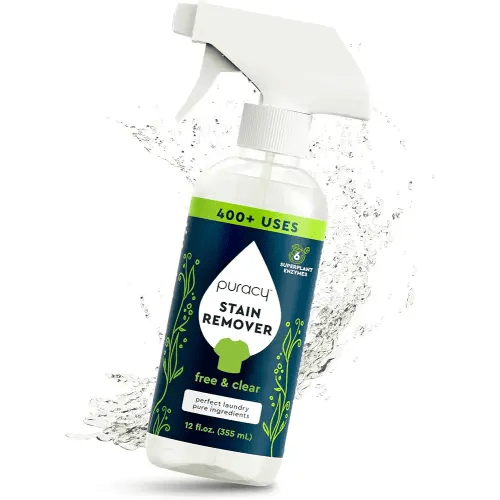 Puracy Stain Remover, Natural Based Travel and Laundry Stain Cleaner for Clothes, Baby Essentials, Kids Stains, Oil and Fabric Spot Cleaner, Unscented (Stain Remover Spray, 12 fl oz)