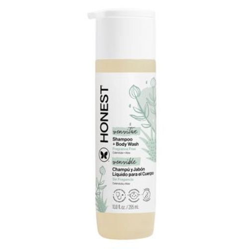 The Honest Company Sensitive Shampoo + Body Wash Fragrance Free - 10 fl oz: 2-In-1 Gel for All Hair Types, Daily Cleansing