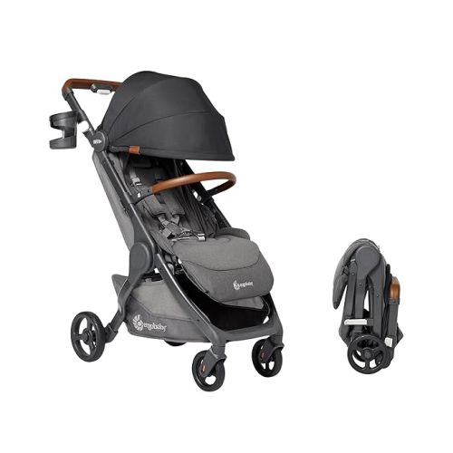 Ergobaby Metro+ Compact Baby Stroller, Lightweight Umbrella Stroller Folds Down for Overhead Airplane Storage (Carries up to 50 lbs), Car Seat Compatible, Slate Grey