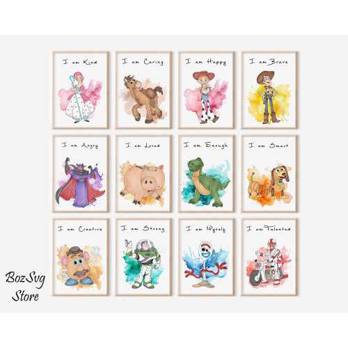 Toy Story Affirmations Wall Art, Toy Story Printable, Watercolor Kids Room Decor, Nursery Wall Art, Positive Quote Wall Art, Woody Poster