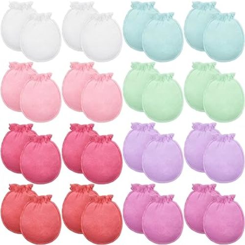 16 Pairs Newborn Baby Cotton Mittens No Scratch Gloves Unisex Newborn Mittens for baby Boys Girls 0-6 Months